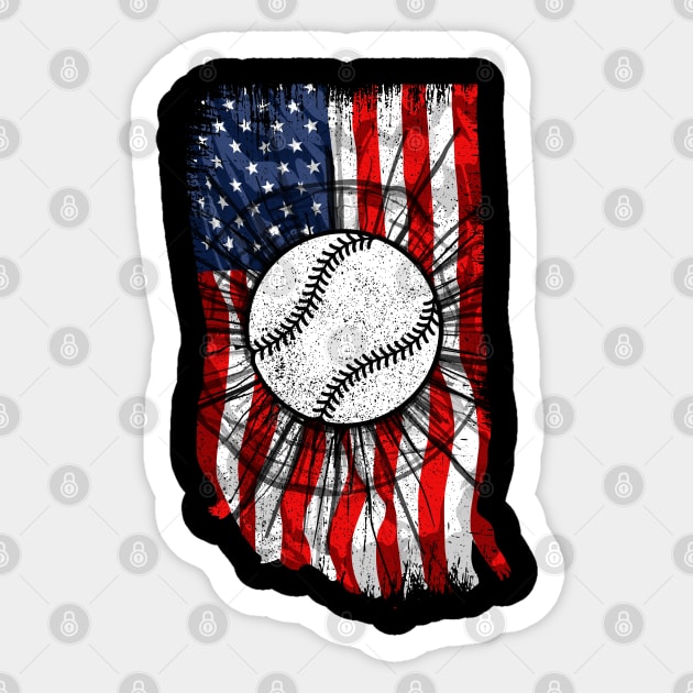 Baseball player American Flag Sticker by FabulousDesigns